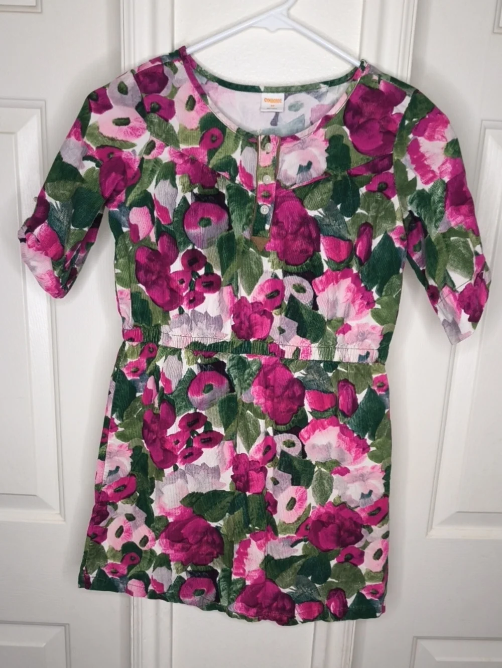Gymboree Pink and Green Floral Knit Dress